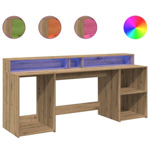 vidaXL Psac&iacute; stůl s LED dub artisan 200 x 55 x 91 cm kompozitn&iacute; dřevo