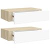 vidaXL N&aacute;stěnn&eacute; police se z&aacute;suvkou 2 ks dub a b&iacute;l&eacute; 40x23,5x10 cm MDF