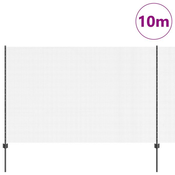 vidaXL Plot s sloupkem &Scaron;ed&aacute; 1,5 x 10 m Ocel a PVC