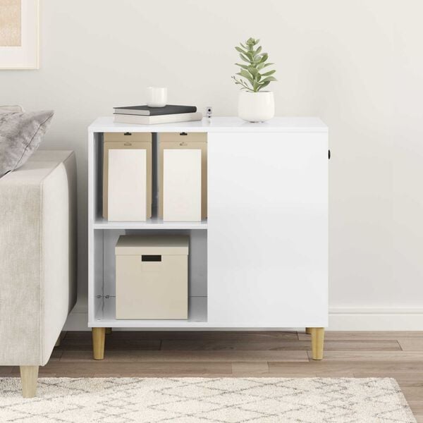 vidaXL Kočič&iacute; dům Leskl&aacute; B&iacute;l&aacute; 72 x 42.5 x 70 cm kompozitn&iacute; dřevo