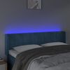 vidaXL Čelo postele s LED tmavě modr&eacute; 147 x 16 x 78/88 cm samet