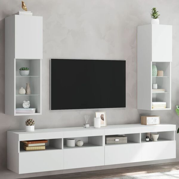 vidaXL TV skříňky s LED osvětlením 2 ks bílé 30,5 x 30 x 102 cm