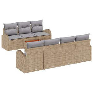 vidaXL Sada zahradn&iacute;ch pohovek s pol&scaron;t&aacute;řem 8 pcs B&eacute;žov&aacute; polyratan