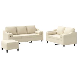 vidaXL 3d&iacute;ln&aacute; sedac&iacute; souprava s pol&scaron;t&aacute;ři kr&eacute;mov&aacute; textil