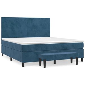 vidaXL Box spring postel s matrac&iacute; tmavě modr&aacute; 180x200 cm samet