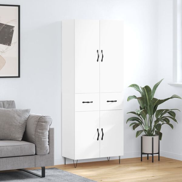 vidaXL Skř&iacute;ň highboard b&iacute;l&aacute; 69,5 x 34 x 180 cm kompozitn&iacute; dřevo