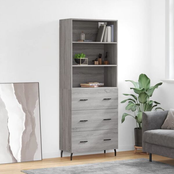 vidaXL Skříň highboard šedá sonoma 69,5 x 34 x 180 cm kompozitní dřevo