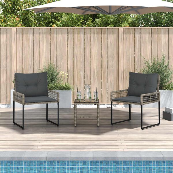 vidaXL Sada venkovn&iacute;ho n&aacute;bytku s pol&scaron;t&aacute;řem 3 pcs &Scaron;ed&yacute;