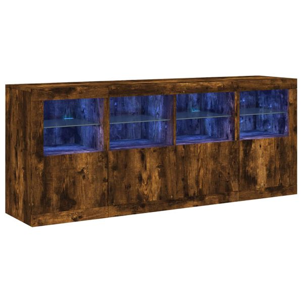 vidaXL Př&iacute;born&iacute;k s LED osvětlen&iacute;m kouřov&yacute; dub 163 x 37 x 67 cm