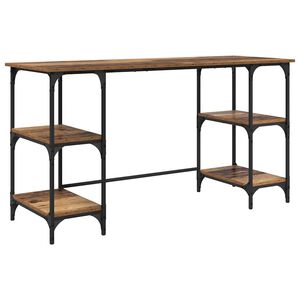 vidaXL Stůl s polic&iacute; Star&eacute; dřevo 140 x 50 x 75 cm kompozitn&iacute; dřevo