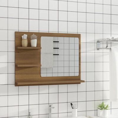 vidaXL Koupelnové zrcadlo hnědý dub 60 x 10,5 x 45 cm kompozitní dřevo