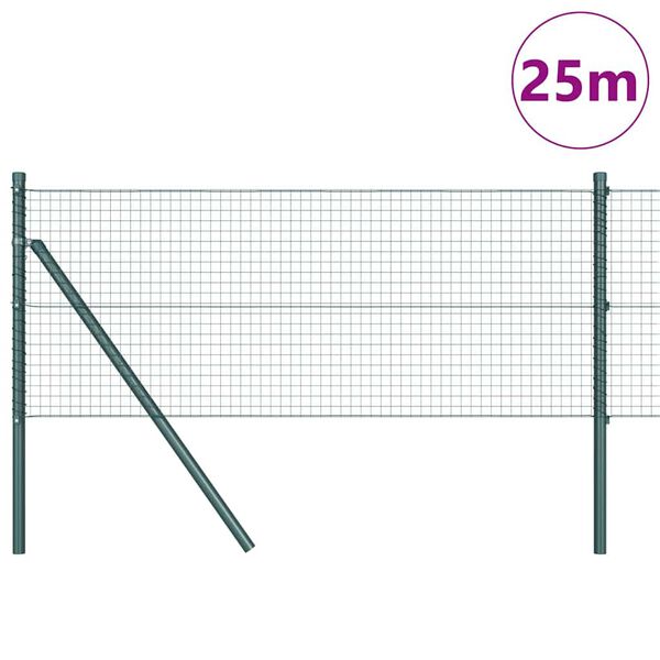 vidaXL Plotov&yacute; sloupek. Zelen&aacute; 25 x 0,6 m (25 x 25 mm s&iacute;ť) Ocel a PVC