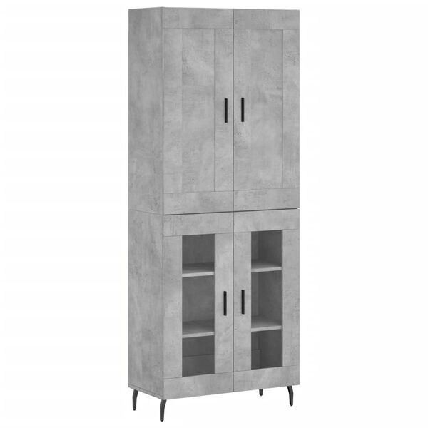 vidaXL Skř&iacute;ň highboard betonově &scaron;ed&aacute; 69,5x34x180 cm kompozitn&iacute; dřevo
