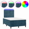 vidaXL Box spring postel s matrac&iacute; a LED tmavě modr&aacute; 120x200 cm samet