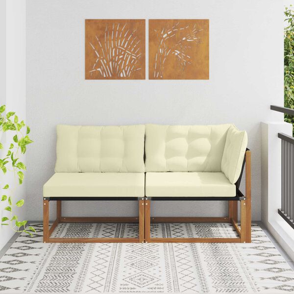 vidaXL Středn&iacute; a Rohov&aacute; pohovka 2 Kus Př&iacute;rodn&iacute; Masivn&iacute; ak&aacute;tov&eacute; dřevo