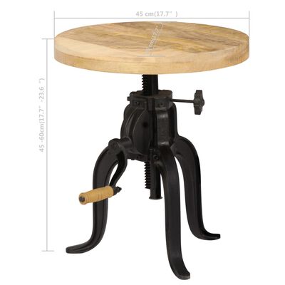 vidaXL Odkládací stolek 45 x (45–62) cm masivní mangovník a litina