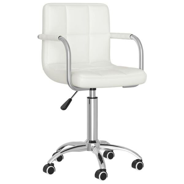 vidaXL Otočn&eacute; j&iacute;deln&iacute; židle 2 ks b&iacute;l&eacute; uměl&aacute; kůže