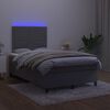 vidaXL Box spring postel s matrac&iacute; a LED tmavě &scaron;ed&aacute; 120 x 190 cm samet