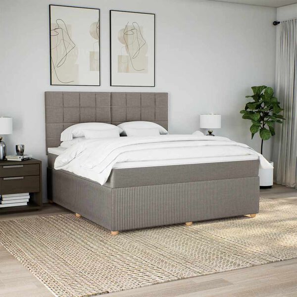vidaXL Box spring postel s matrac&iacute; taupe 180x200 cm textil