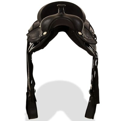 vidaXL Westernové sedlo pro koně, set, pravá kůže 16" černé