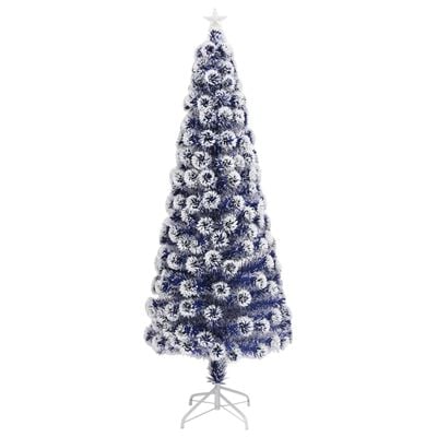 vidaXL Vánoční stromek LED osvětlení bílý modrý 240 cm optické vlákno