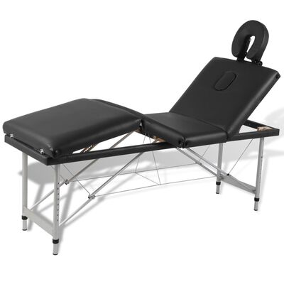 vidaXL Černý skládací masážní stůl se 4 zónami a hliníkovým rámem