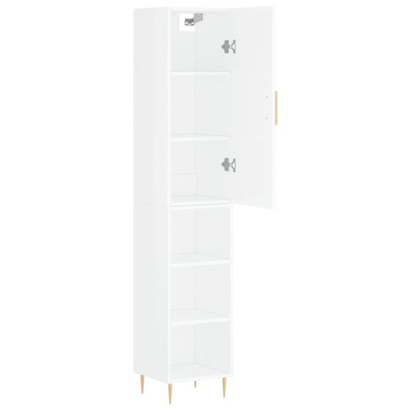 vidaXL Skř&iacute;ň highboard b&iacute;l&aacute; s vysok&yacute;m leskem 34,5x34x180 cm kompozit