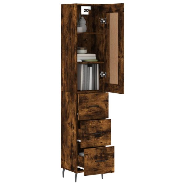 vidaXL Skř&iacute;ň highboard kouřov&yacute; dub 34,5 x 34 x 180 cm kompozitn&iacute; dřevo