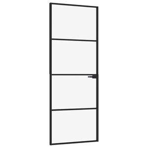 vidaXL Interi&eacute;rov&eacute; dveře čern&eacute; 76x201,5 cm tvrzen&eacute; sklo a hlin&iacute;k &uacute;zk&eacute;