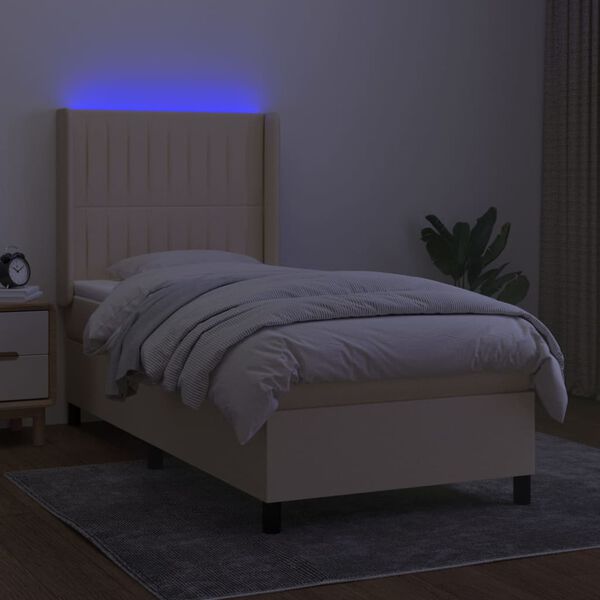 vidaXL Box spring postel s matrac&iacute; a LED kr&eacute;mov&aacute; 90x190 cm textil