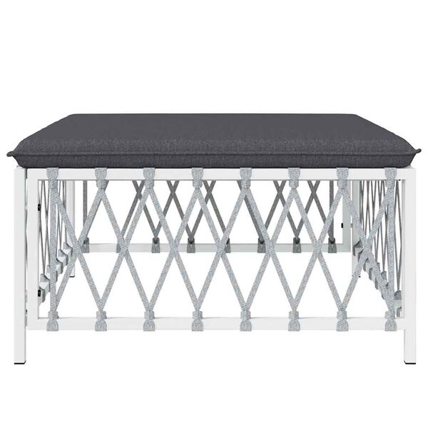 vidaXL Zahradní podnožka s poduškou bílá tkaná textilie