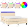 vidaXL Box spring postel s matrac&iacute; a LED kr&eacute;mov&aacute; 140x200 cm textil