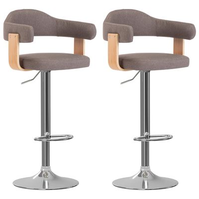 vidaXL Barové stoličky 2 ks taupe ohýbané dřevo a textil