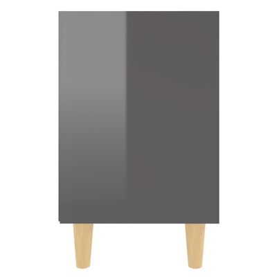 vidaXL Noční stolek masivní dřevěné nohy lesklý šedý 40 x 30 x 50 cm