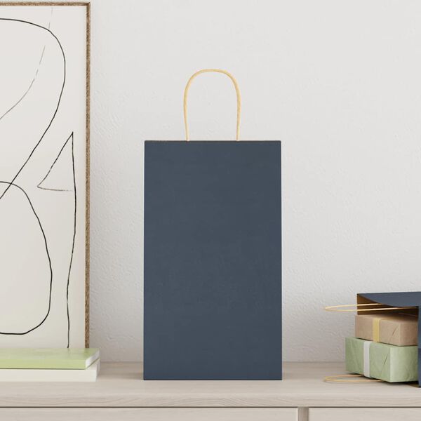 vidaXL Pap&iacute;rov&eacute; ta&scaron;ky 50 ks s uchy Modr&aacute; 21x11x36 cm