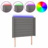 vidaXL Čelo postele s LED tmavě &scaron;ed&eacute; 103 x 16 x 118/128 cm textil