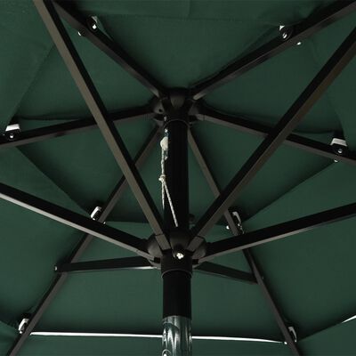 vidaXL 3stupňový slunečník s hliníkovou tyčí zelený 2 m