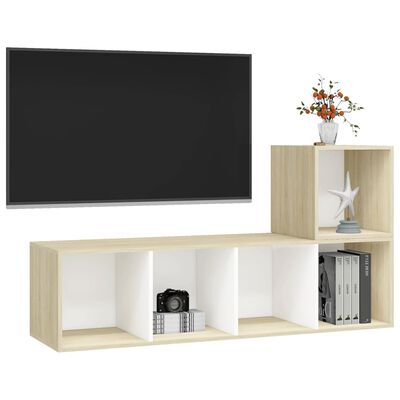 vidaXL 2dílný set TV skříněk bílý a dub sonoma kompozitní dřevo