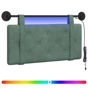 vidaXL Z&aacute;věsn&eacute; čelo postele S LED osvětlen&iacute;m Mořsk&aacute; zelen&aacute; samet