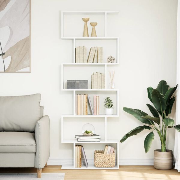 vidaXL Knihovna/děl&iacute;c&iacute; stěna 6patrov&aacute; b&iacute;l&aacute; 70x24x193 cm kompozit