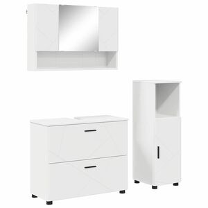 vidaXL Sada koupelnov&eacute;ho n&aacute;bytku 3 pcs B&iacute;l&aacute; Skl&aacute;dan&eacute; dřevo a kov