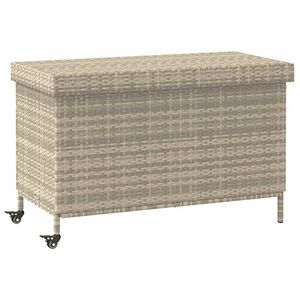 vidaXL Zahradn&iacute; &uacute;ložn&yacute; box s kolečky světle &scaron;ed&yacute; 110x55x73cm polyratan