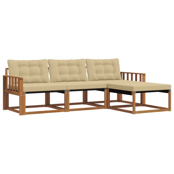 vidaXL Venkovn&iacute; pohovkov&aacute; souprava 4 pcs Přirozen&aacute; a B&eacute;žov&aacute;