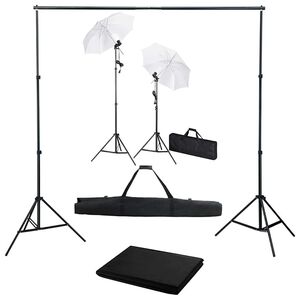 vidaXL Foto studio set s fotopozad&iacute;m, osvětlen&iacute;m a de&scaron;tn&iacute;ky