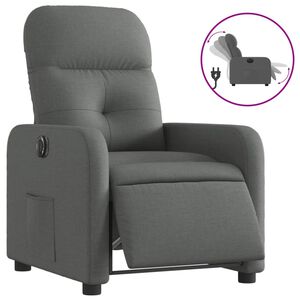 vidaXL Elektrick&eacute; polohovac&iacute; křeslo tmavě &scaron;ed&eacute; textil