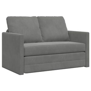 vidaXL Podlahov&aacute; rozkl&aacute;dac&iacute; pohovka 2v1 tmavě &scaron;ed&aacute; 122x204x55 cm samet