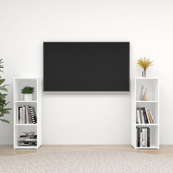 vidaXL TV skř&iacute;ňky 2 ks b&iacute;l&eacute; 107 x 35 x 37 cm dřevotř&iacute;ska