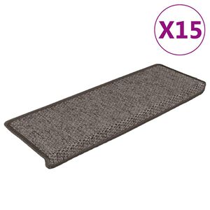 vidaXL Samolep&iacute;c&iacute; n&aacute;&scaron;lapy na schody sisal 15ks 65x21x4cm &scaron;ed&eacute; a b&eacute;žov&eacute;