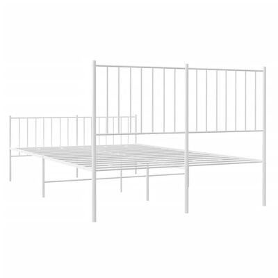 vidaXL Kovový rám postele s hlavovým a nožním čelem bílý 120 x 190 cm