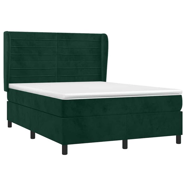vidaXL Box spring postel s matrac&iacute; tmavě zelen&aacute; 140x190 cm samet